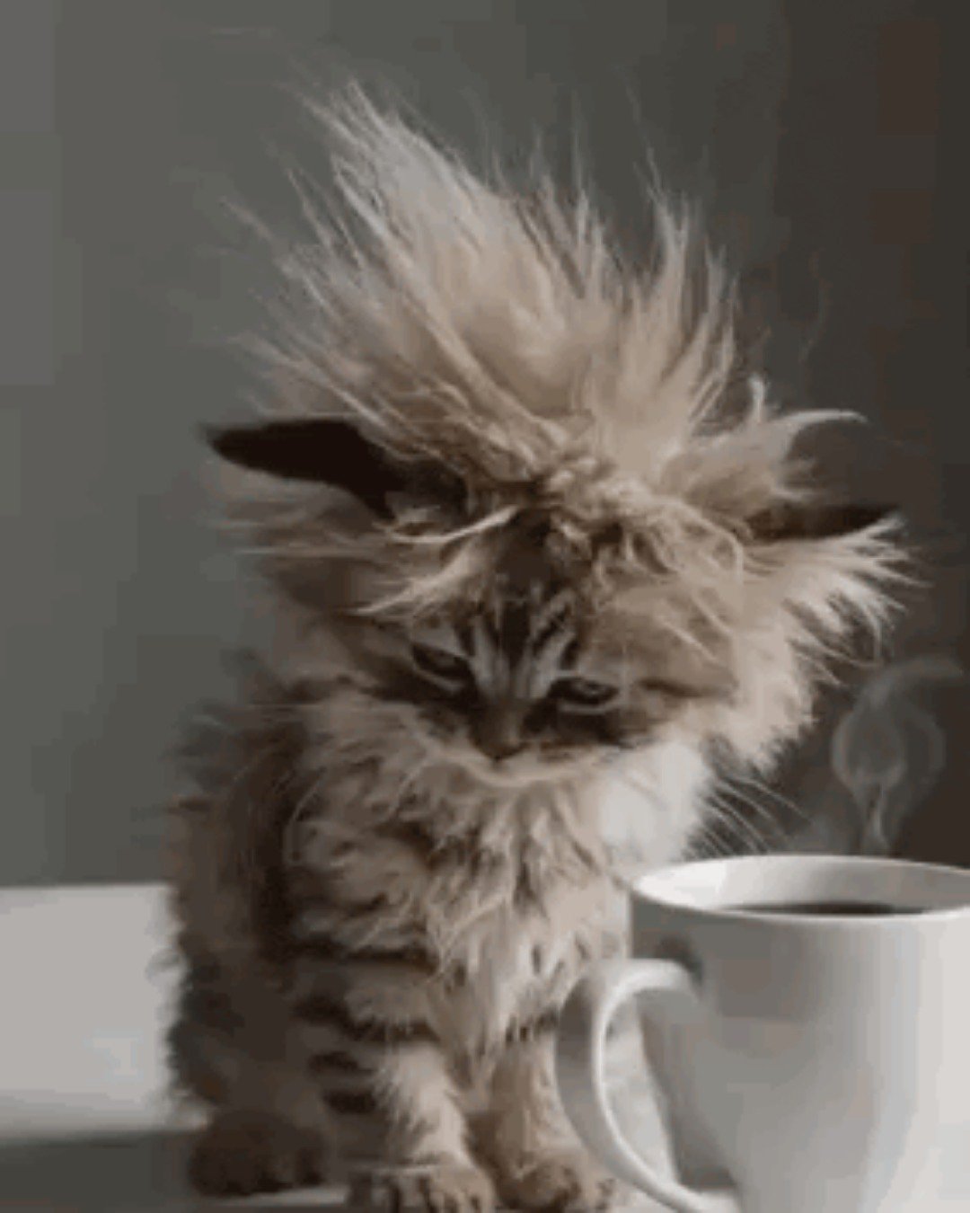 fluffy the dont know. Cat, Kitten, Cup