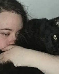 Sylvester the Unsure. Black Cat, Cat, Person