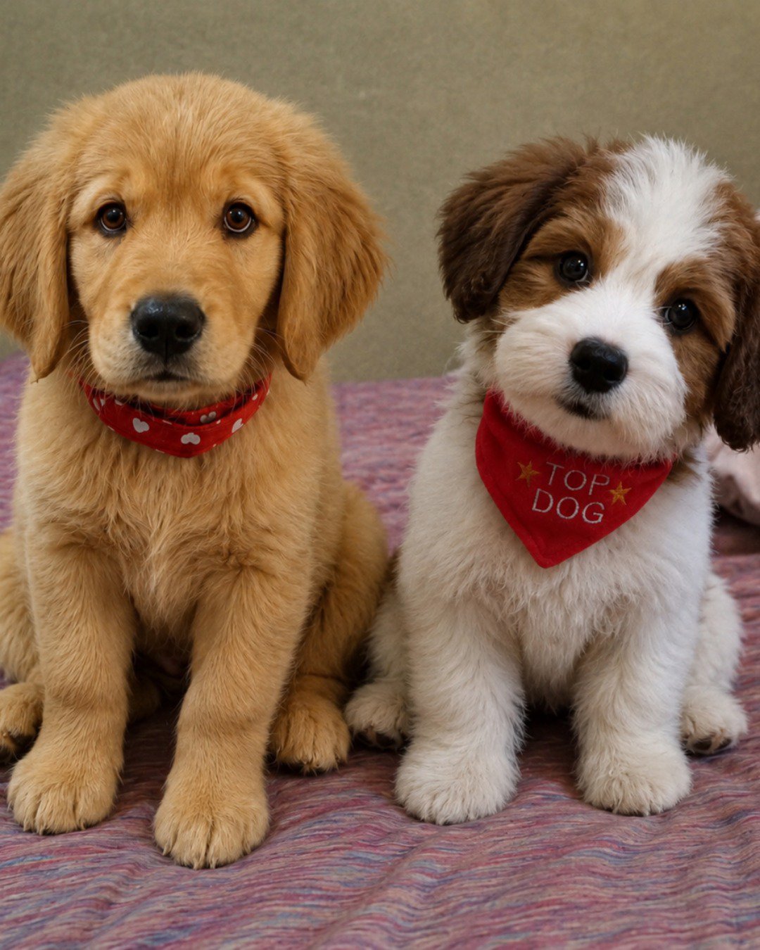 Ginger and S'mores. Dog, Puppy, Golden Retriever, Accessories