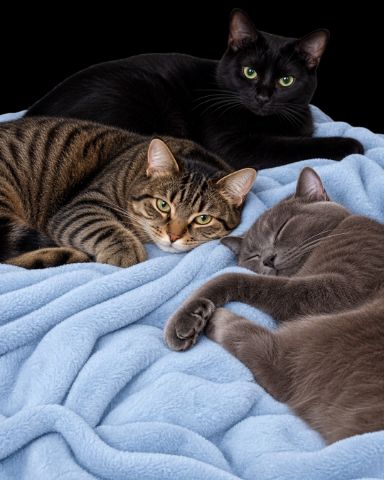 Cute cat named Happy, Rick, and Unity together